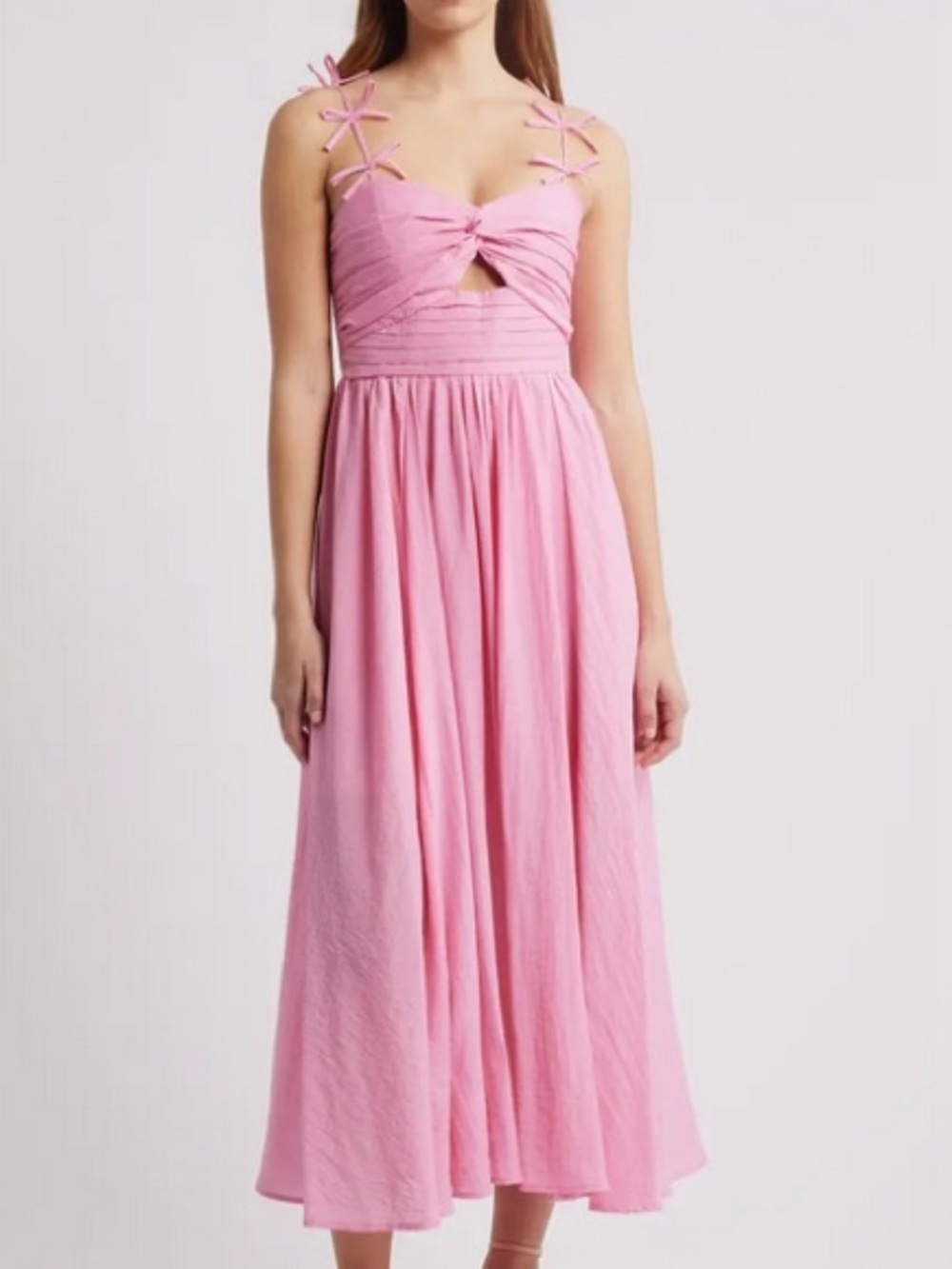 Moon River Pink bow Midi Dress-sold out!